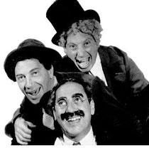 From top: Harpo, Chico and Groucho Marx