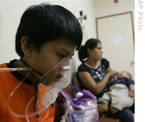 A boy in Lima, Peru gets treatment for asthma