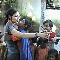 Tanya with some of the students she is helping in India