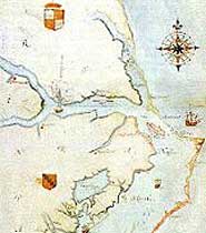 1584 map of Chesapeake Bay to Cape Lookout by John White