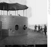 One of the guns of the ironclad Monitor